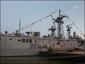 Navy-Week-De-Wert-moon.jpg The moon shines over the U.S. Navy frigate USS De Wert, docked in Toledo.
