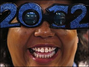 Democratic-Convention-Tiffany-Peguise-Powers.jpg North Carolina delegate Tiffany Peguise-Powers fashions her glasses at the Democratic National Convention.