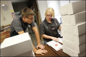 bakery-whitehouse.jpg Penta Career Center students Travis Wright and Reba Jennings are interns at the Cherry Tree Bakery and Cafe. They said they are learning the bakery industry as well as how to interact with customers.
