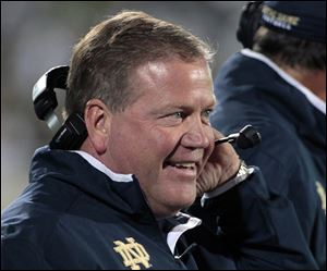 Notre-Dame-Grounded-Irish-Football.jpg Head coach Brian Kelly has Notre Dame off to its best start since 2002, when the Fighting Irish won their first eight games.