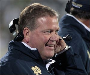 Head coach Brian Kelly has Notre Dame off to its best start since 2002, when the Fighting Irish won their first eight games.
