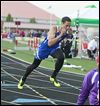  Findlay's Tyler Brown runs in the 400-meter race at the TRAC meet. Brown won the 200, 400, high jump, and long jump.
