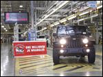  The 1 millionth Jeep Wrangler JK to be built at the Toledo Assembly Complex rolls off the line on Friday. Wrangler production started at the plant in 2006.