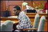 n6allen.jpg Defendant Quincy Allen listens to testimony during the opening day of his trial in Lucas County Common Pleas Court. Allen was found guilty of muder with firearm and gang specifications.