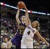 s6rachel-1.jpg Holgate's Rachel Desgranges, left, puts up a shot against Zanesville Rosecrans' Kloie Johnson, who scored 19 points.